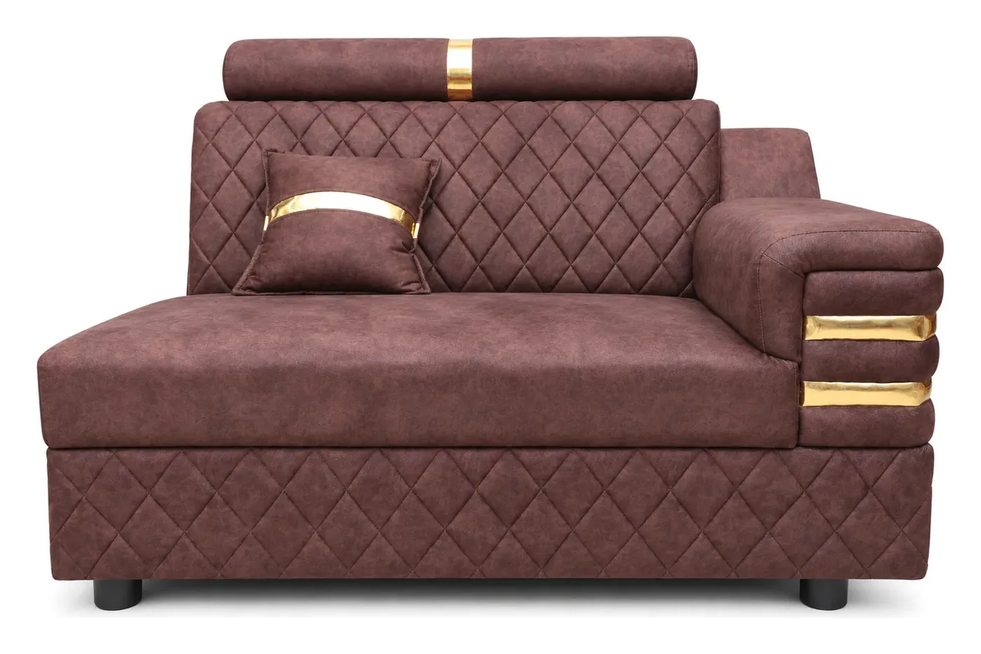 L-Shaped Sofa, Maroon Quilted with Gold Trim, photo 3