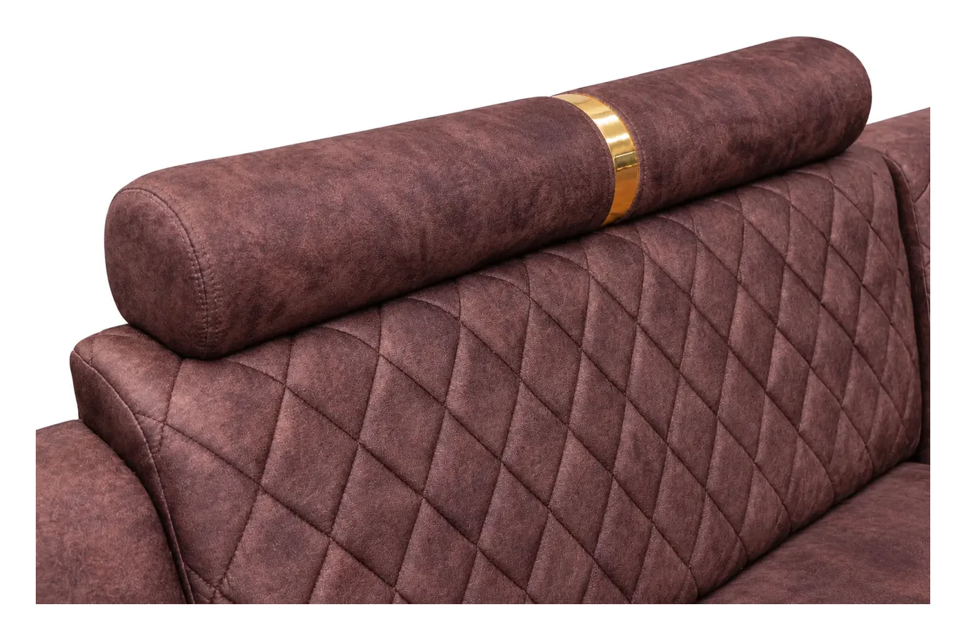 L-Shaped Sofa, Maroon Quilted with Gold Trim, photo 6