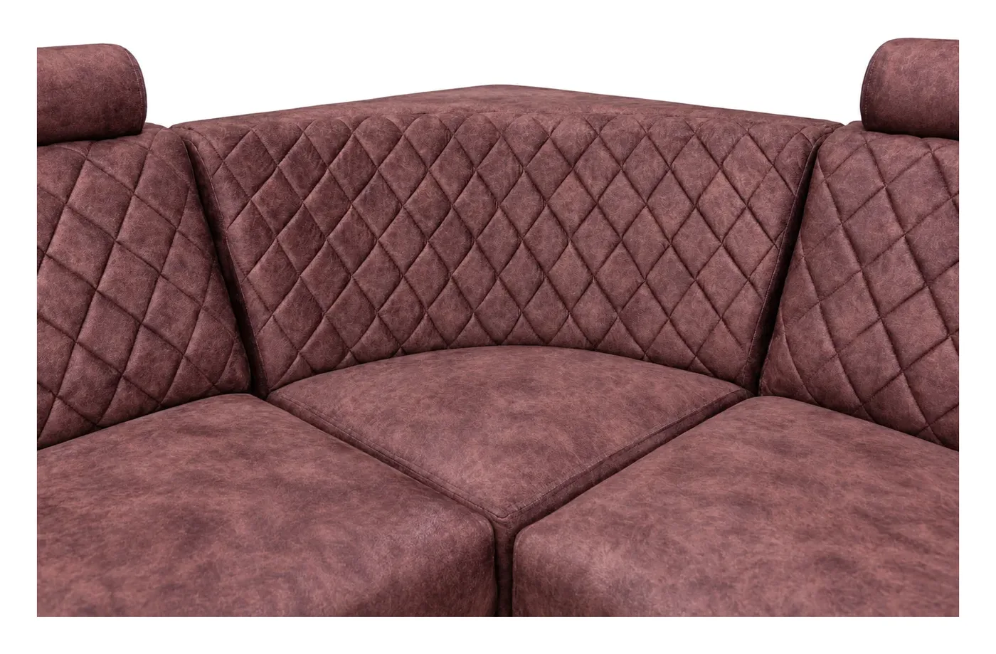 L-Shaped Sofa, Maroon Quilted with Gold Trim, photo 9