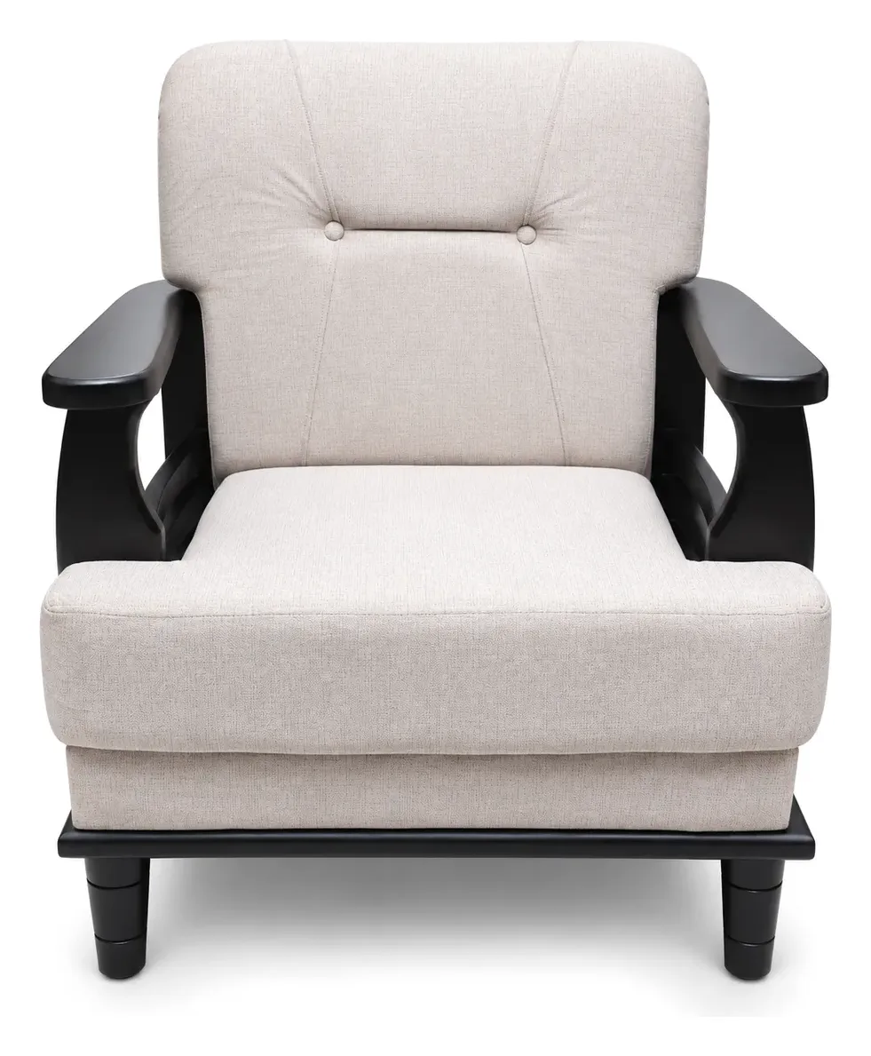 Sofa Set 3+1+1, Cream with Black Wooden Frame, photo 2