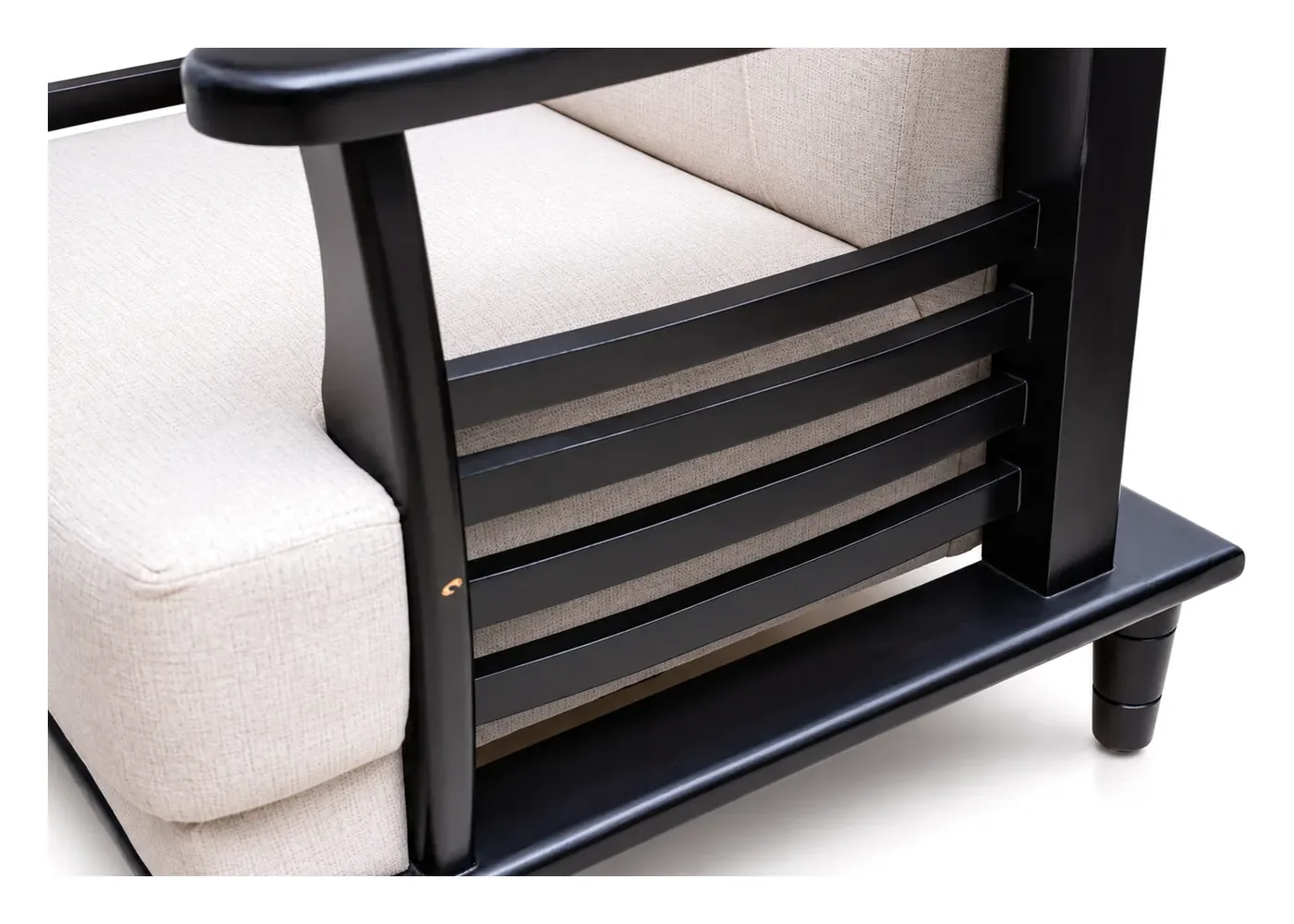 Sofa Set 3+1+1, Cream with Black Wooden Frame, photo 7