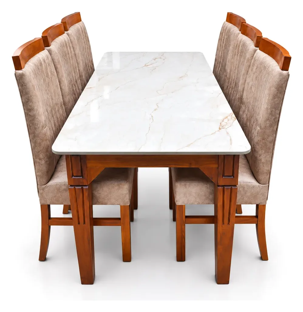 6-Seater Dining Set, Marble-Look Top, photo 2