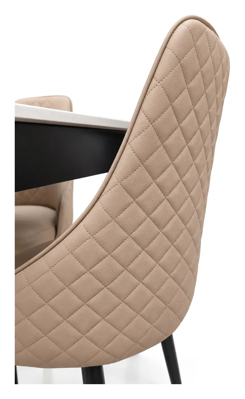 4-Seater Dining Set, Taupe Quilted Chairs, photo 6