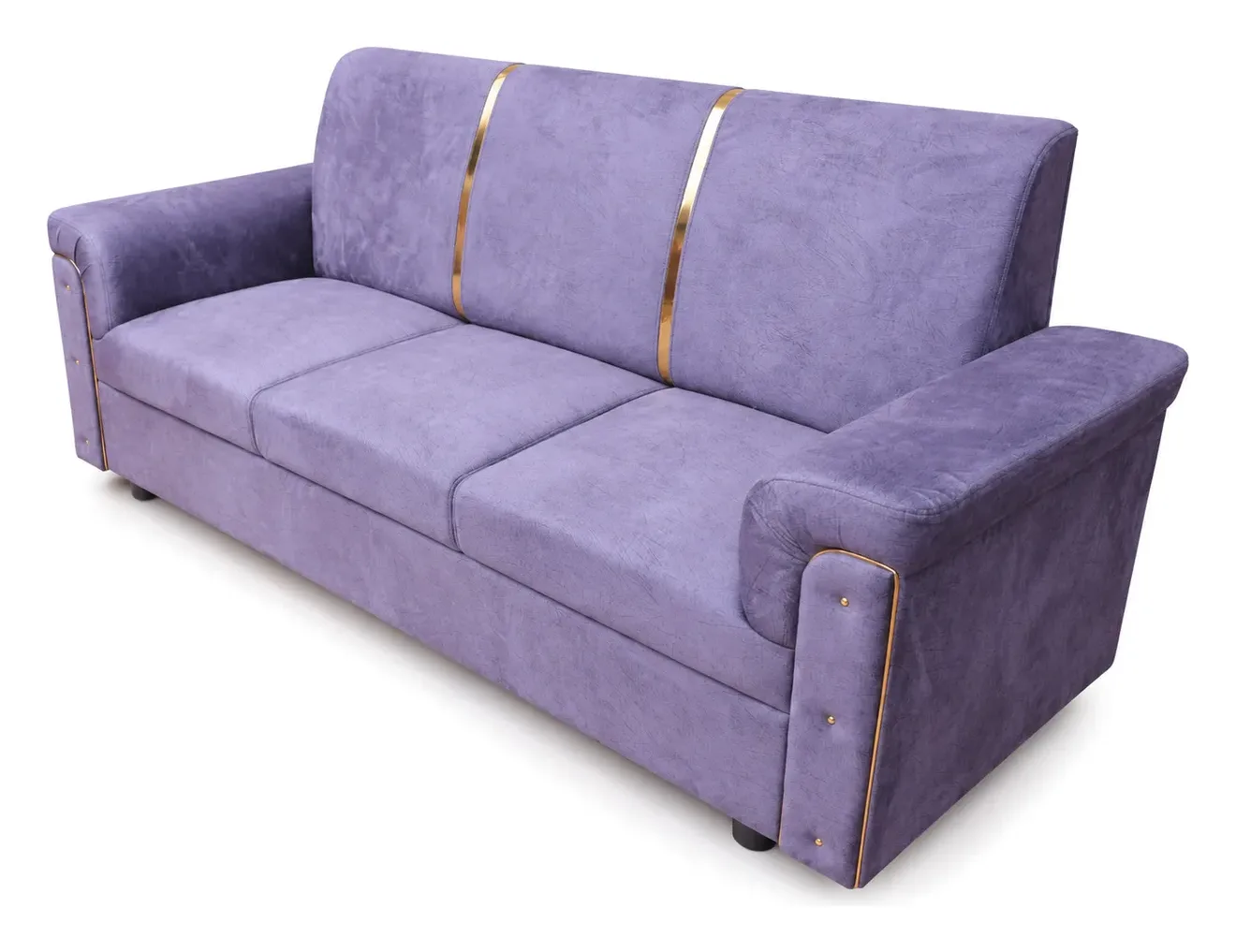 3-Seater Sofa, Lavender with Gold Strips, photo 3