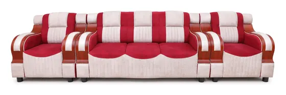 Sofa Set 3+1+1, Red and White