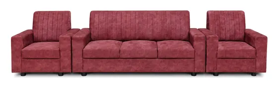 Sofa Set 3+1+1, Brick Red, Channel-Stitched