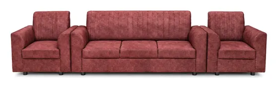 Sofa Set 3+1+1, Wine, Channel-Stitched