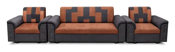 Sofa Set 3+1+1, Brown and Black Patchwork