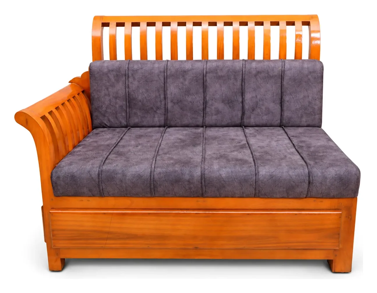L-Shaped Sofa, Grey, Wooden Frame with Corner Table, photo 2
