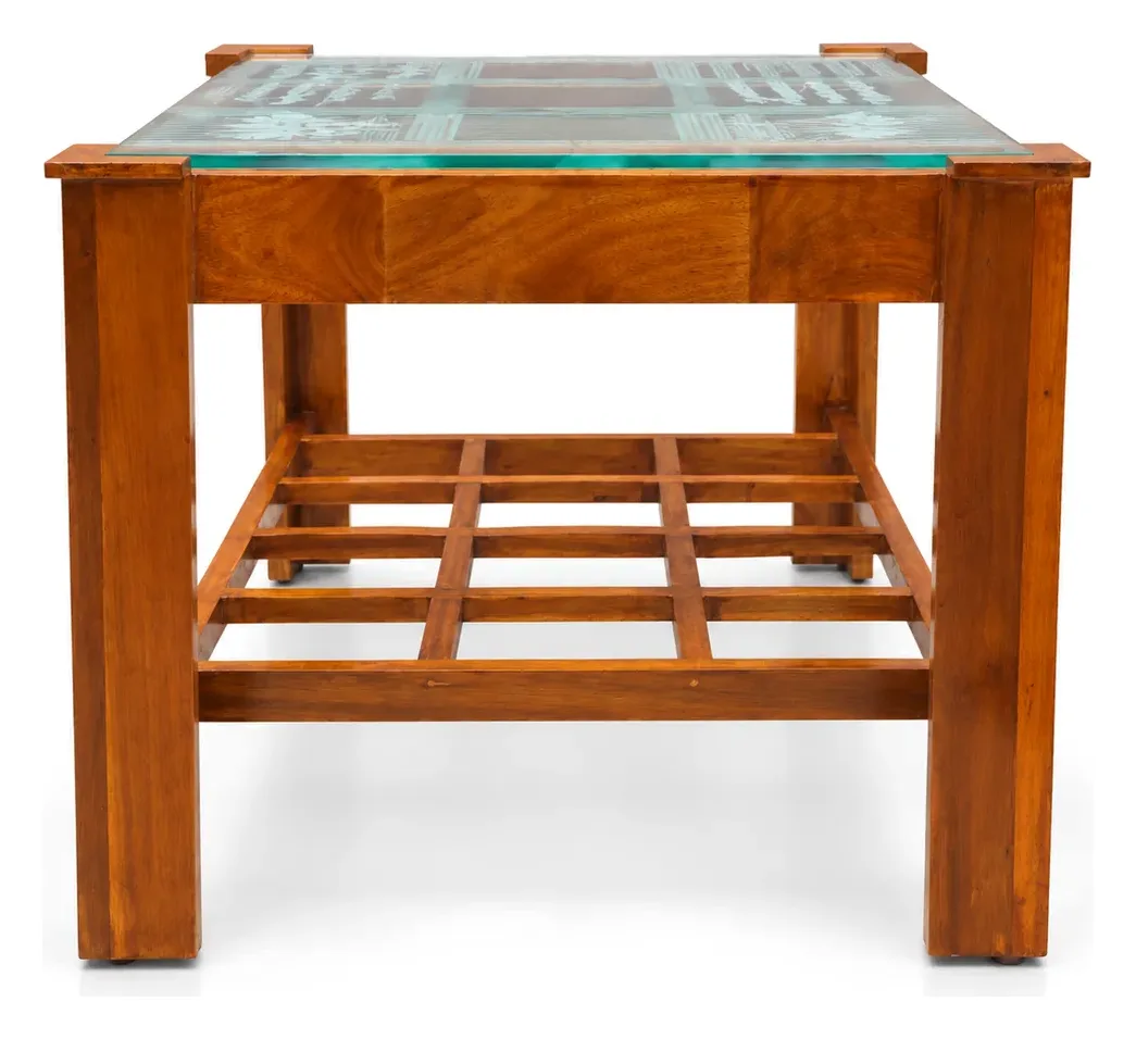 Centre Table, Frosted Floral Glass with Pebbles, photo 6
