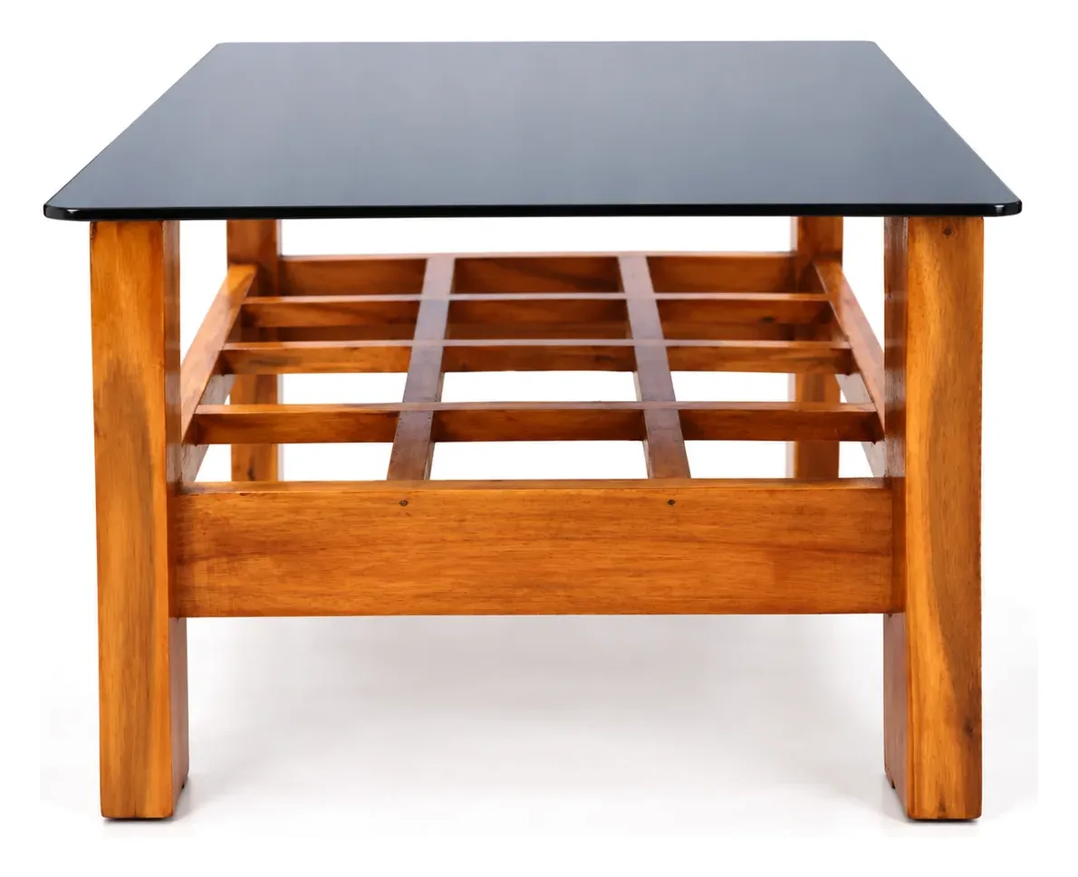 Centre Table, Black Glass, Grid Shelf, photo 4