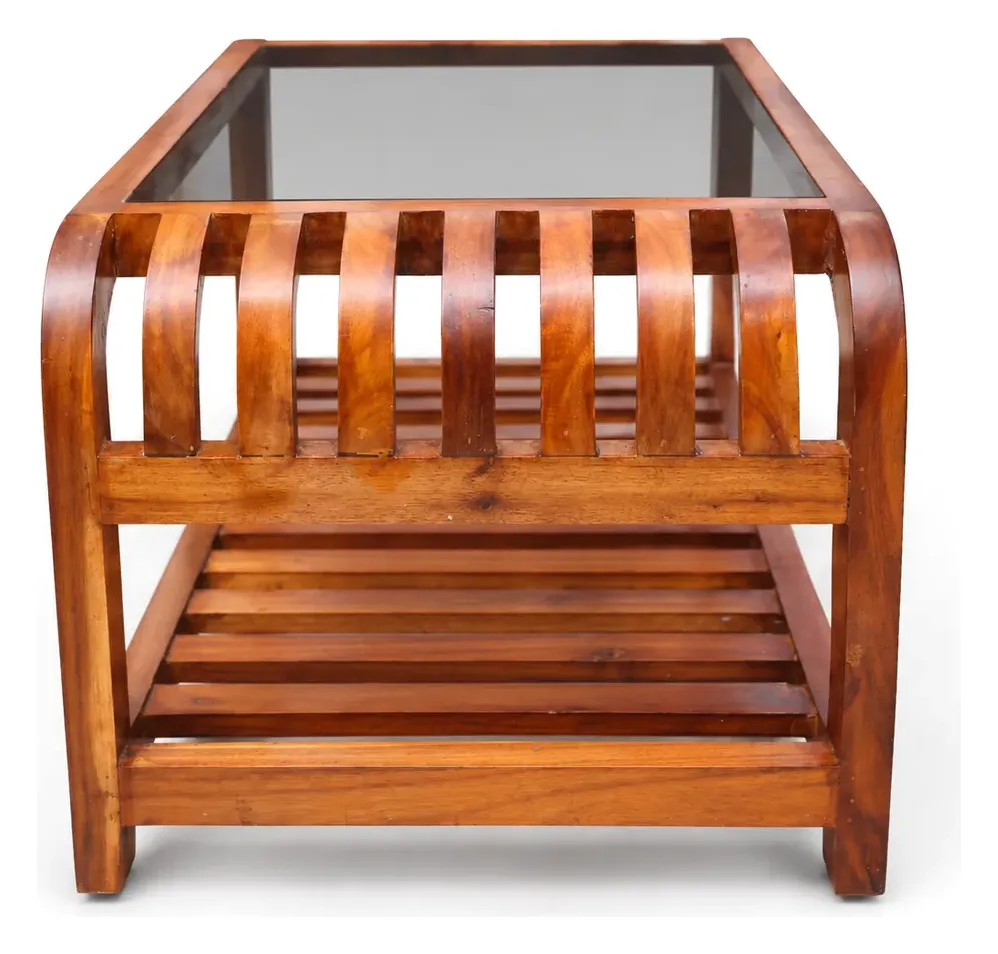 Centre Table, Curved Slats, Bronze Glass, photo 5