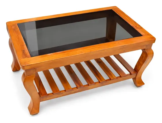 Centre Table, Framed Glass, Curved Legs