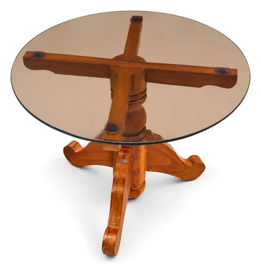 Round Table, Glass Top, Pedestal Base